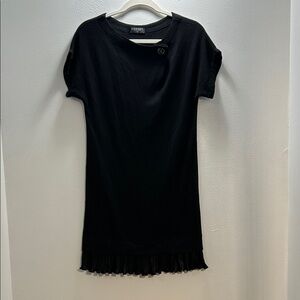 CHANEL Black Short Sleeve Dress with Button Detail